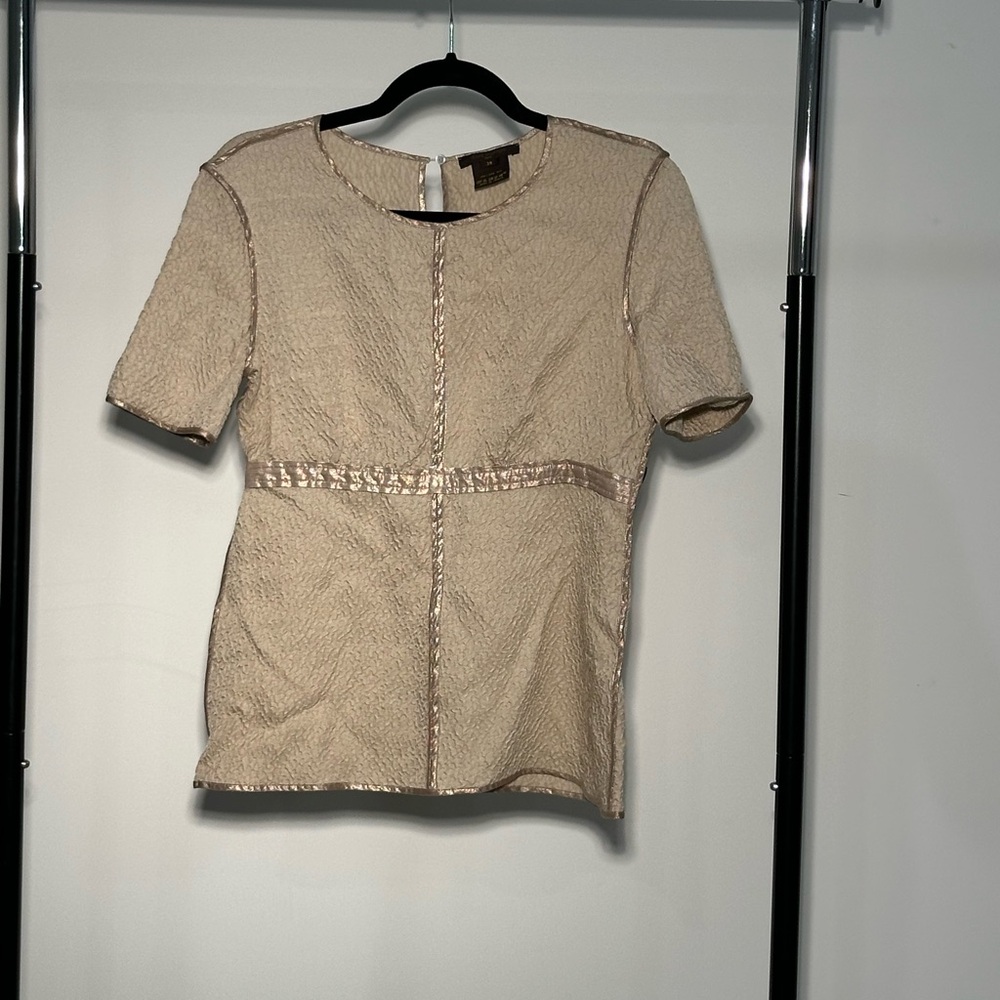 Louis Vuitton Tan Fitted Embellished Blouse